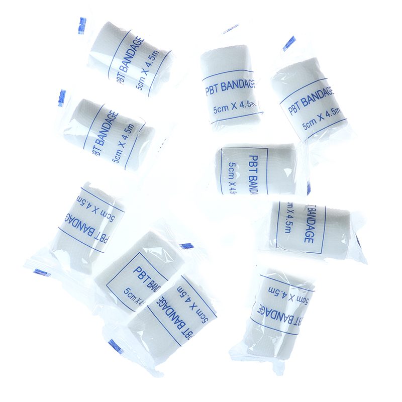 10 rolos/lote 5cm x 4.5m PBT Kit de primeiros socorros de bandagem elástica rolo de gaze curativo