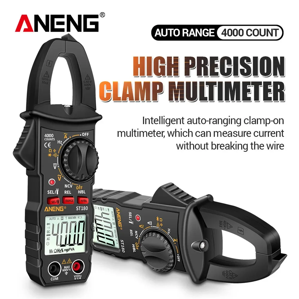 ANENG ST180 Clamp Meter ความแม่นยําสูง 4000 นับ AC/DC แรงดันไฟฟ้า NCV True RMS มัลติมิเตอร์แบบดิจิตอลทดสอบเครื่องมือวัด