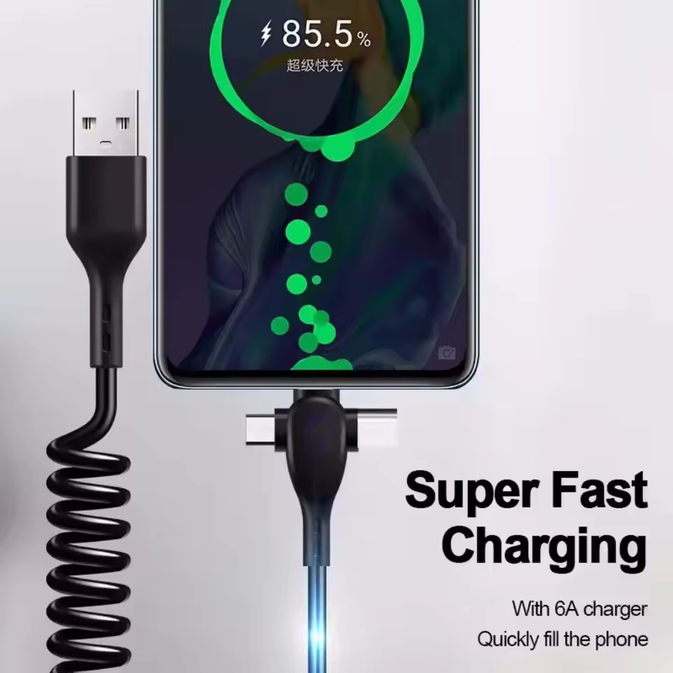 120W 3-in-1 USB C สายชาร์จเร็วสุดๆฤดูใบไม้ผลิสายเคเบิลข้อมูลแบบพับเก็บได้สำหรับไอโฟน หัวเว่ย เสี่ยวมี่โทรศัพท์เครื่องชาร์จด่วนสายไฟข้อมูล