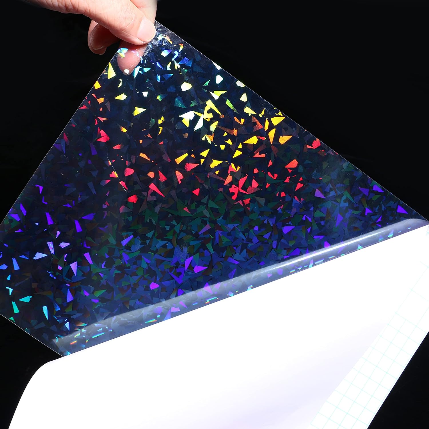 KRYON A4 20 Sheets Diamond Pattern Size:8.3x11.7 inch 210x297mm Holographic Sticker Paper Glitter Clear Cold Laminating Film