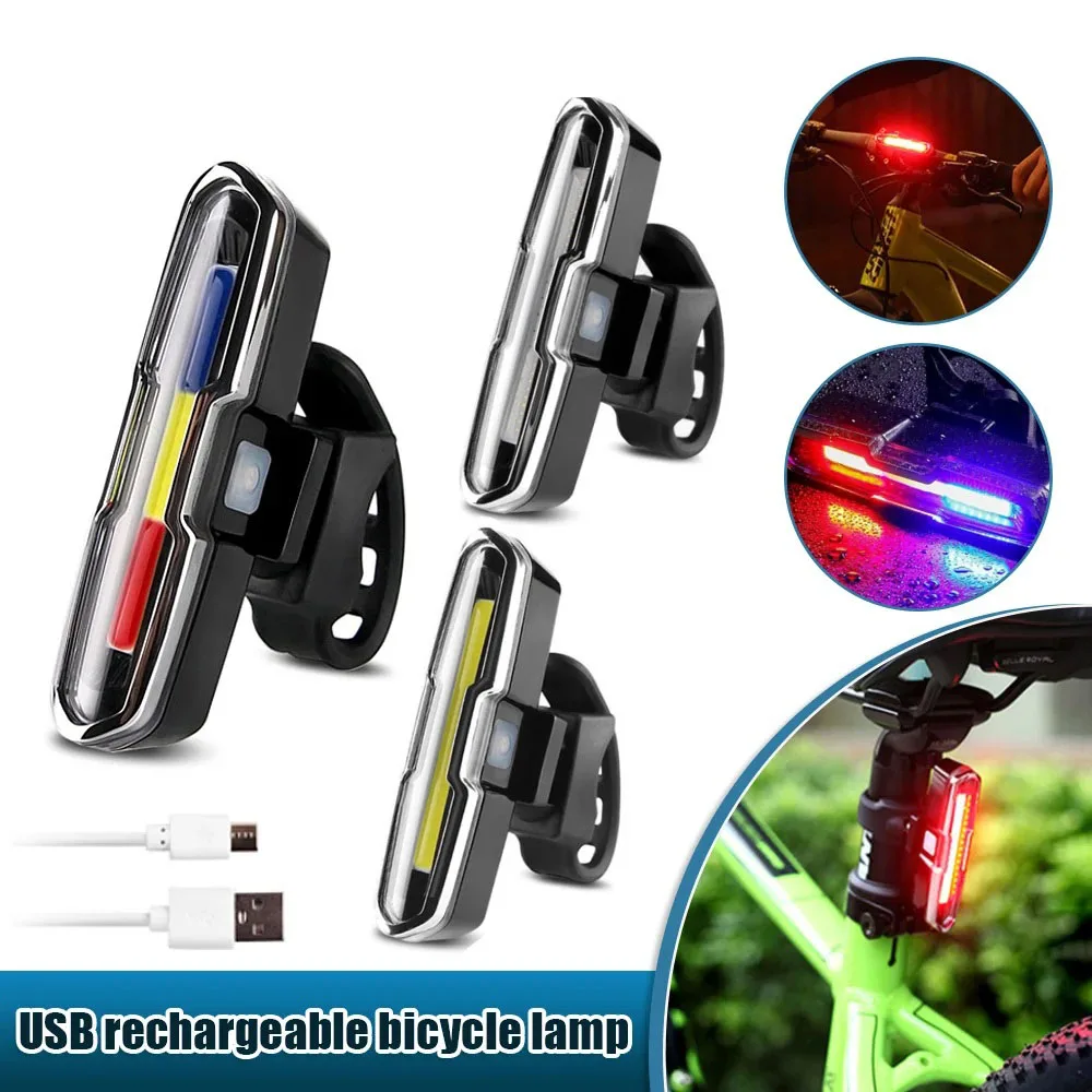 3-kolorowe tylne światło rowerowe USB akumulatorowa tylna lampa rowerowa wodoodporne tylne światła ostrzegawcze roweru MTB