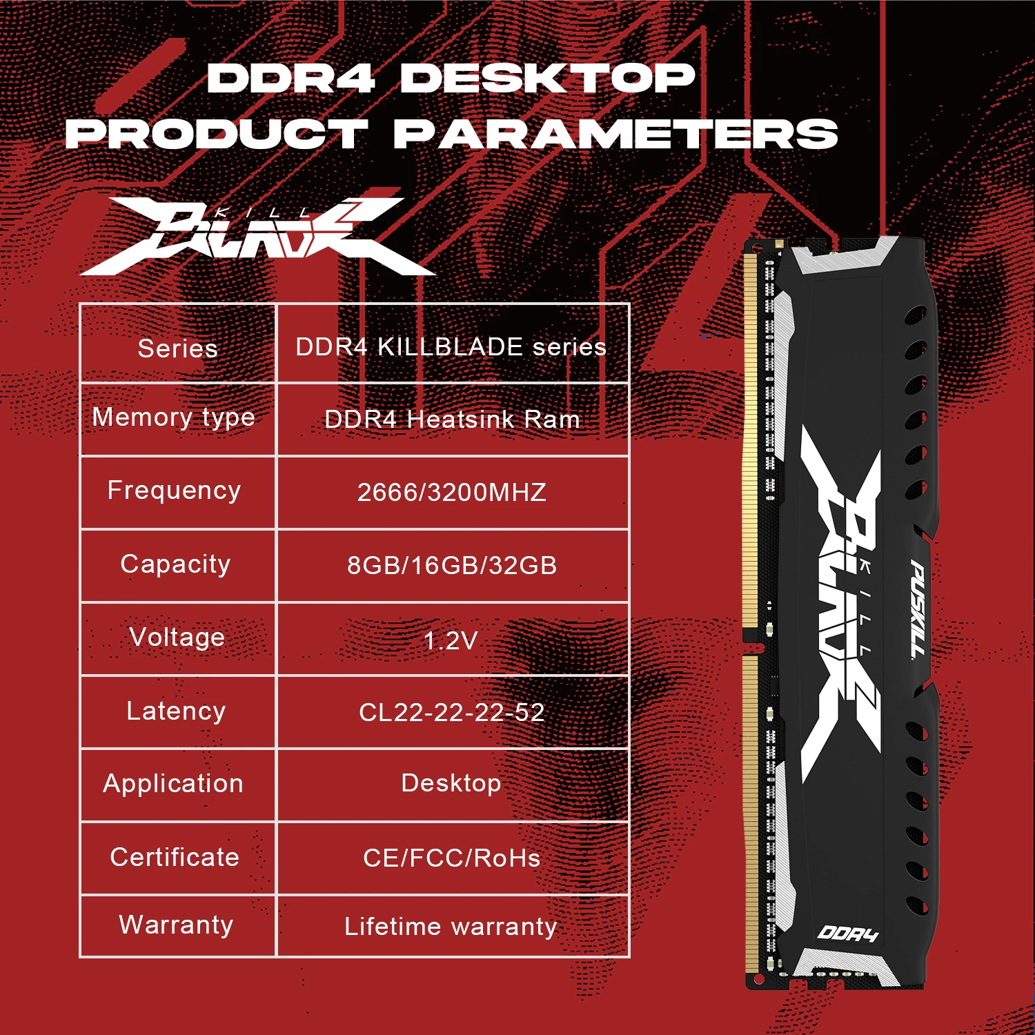 PUSKILL Speakon RAM DDR4 16 GB 8 GB 1,2 V 3200 MHz 2666 MHz Desktop-Computer UDIMM Kühlweste Speicher Memoria