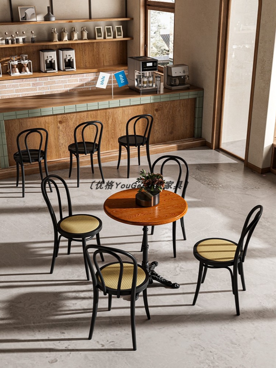 American Retro Massivholz Coffee Shop Tisch und Stuhl Kombination Restaurant