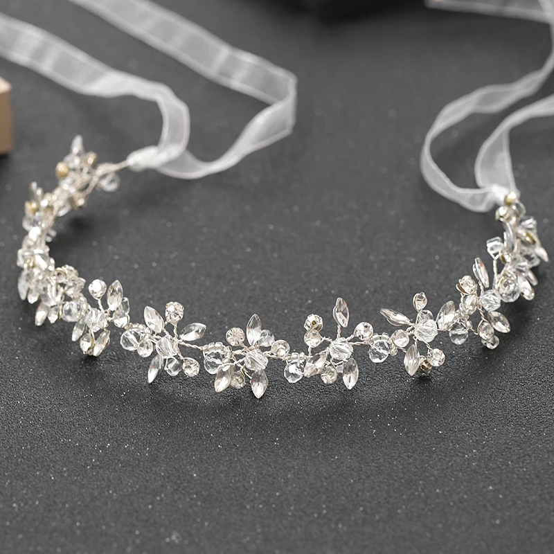 Fasce per capelli da sposa da donna color argento fatte a mano Fasce per capelli con strass di cristallo Accessori per capelli da sposa Viti Party