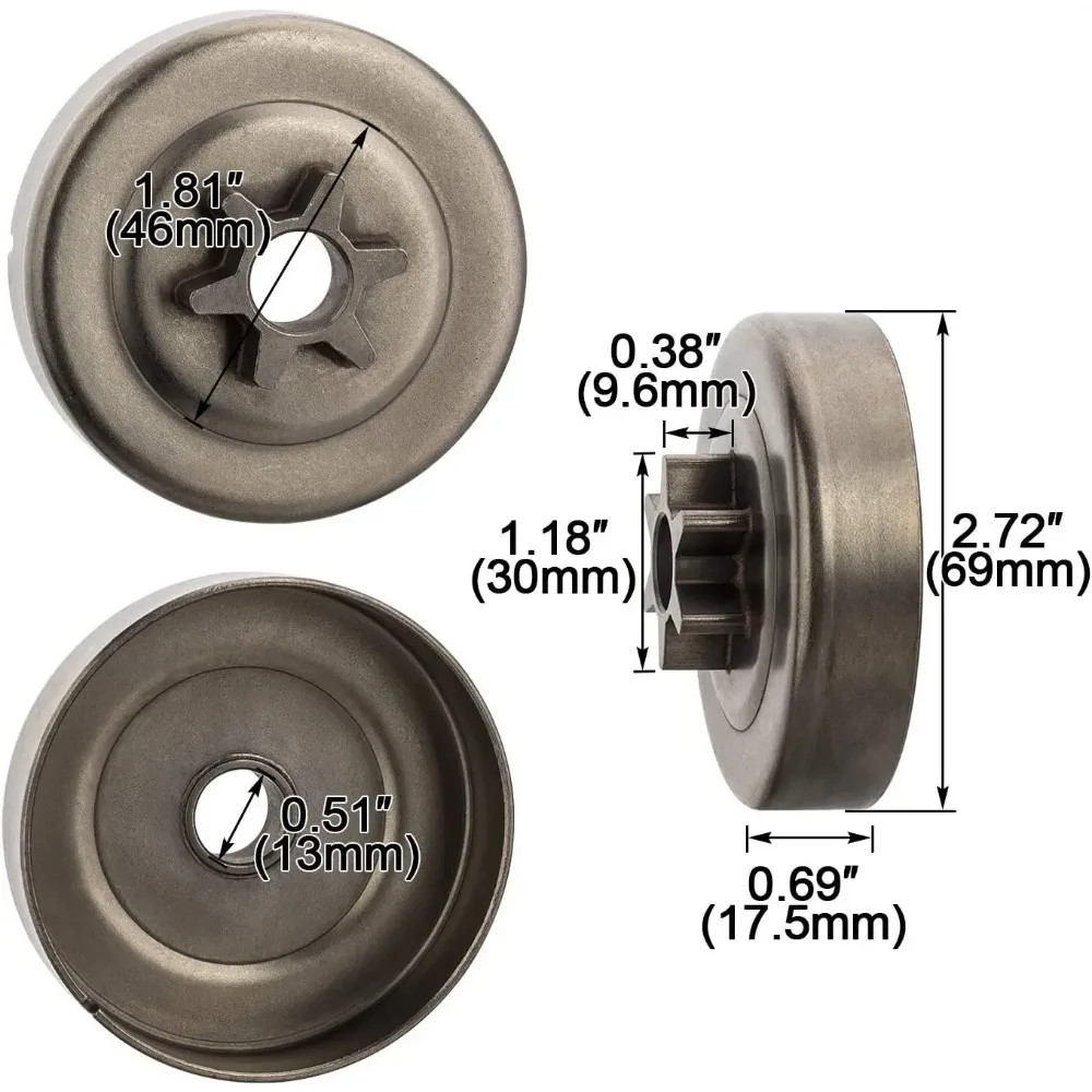 3/8 Pitch 6T Clutch Drum Sprocket Washer E-Clip Kit For STIHL 017 018 021 023 025 MS170 MS180 MS210 MS230 MS250 Chainsaw