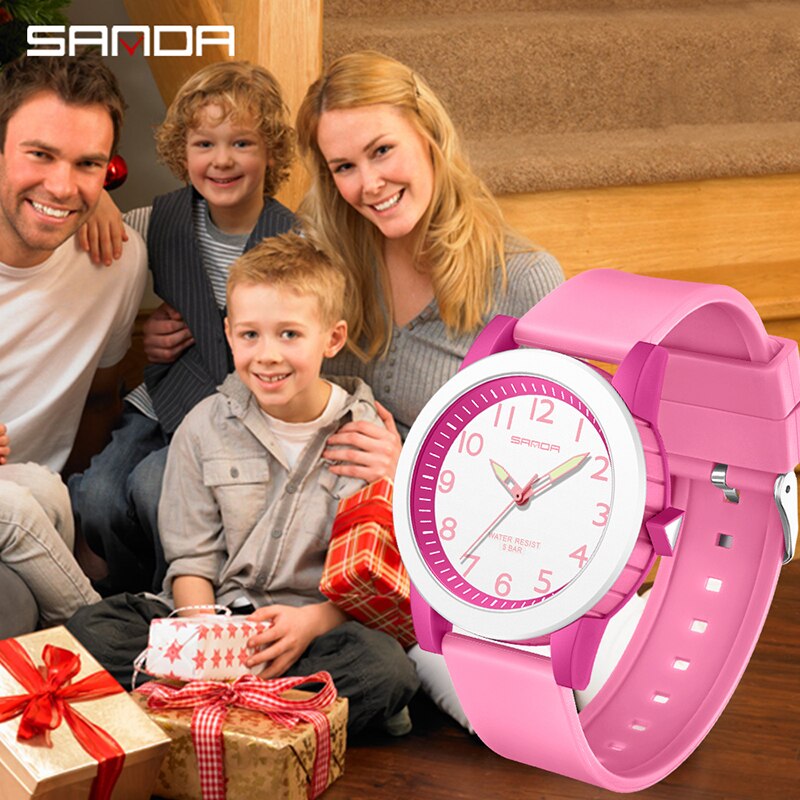 SANDA-Reloj de pulsera analógico de silicona para mujer, cronógrafo de cuarzo, deportivo, de béisbol, resistente al agua, informal, regalo para niño y niña