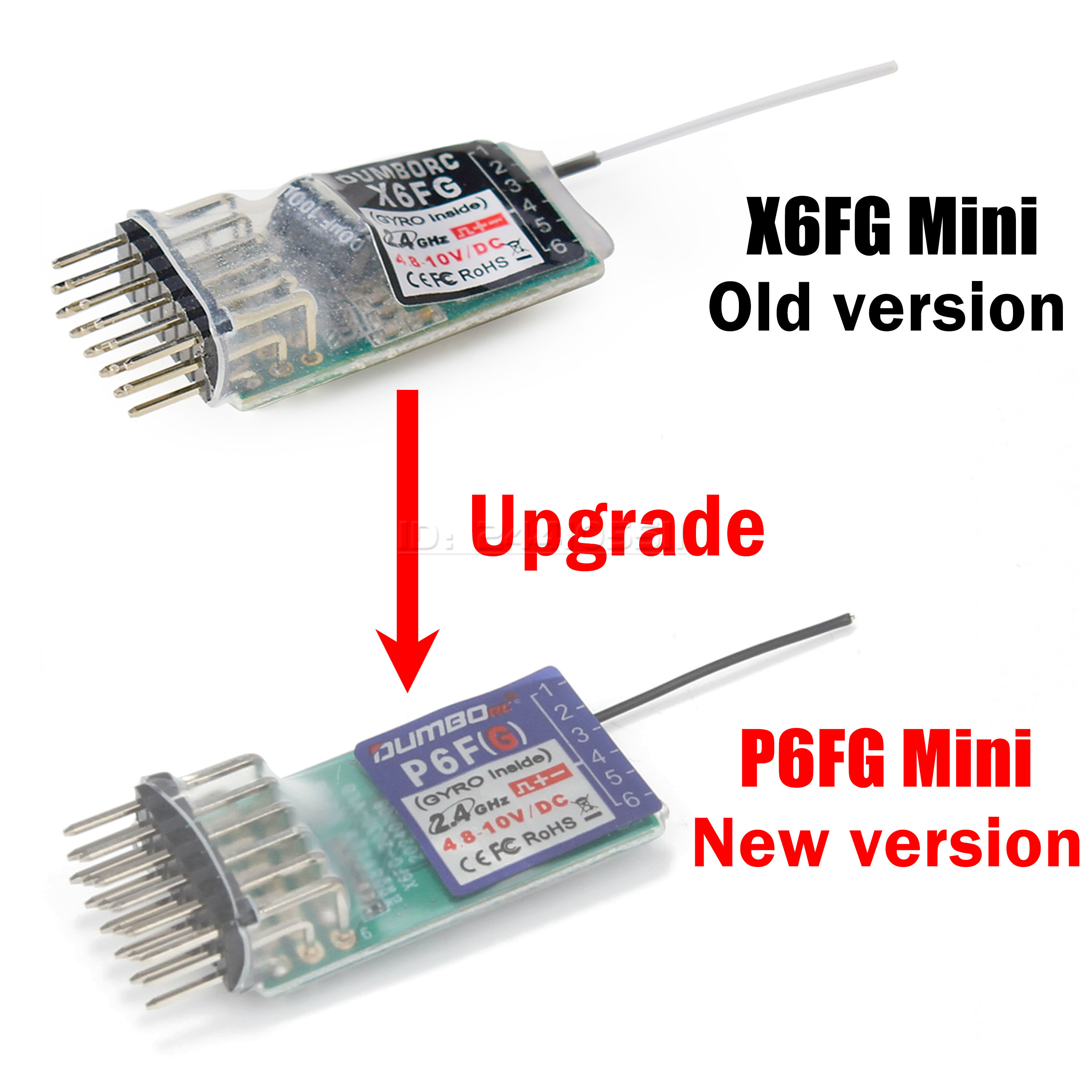 DUMBORC P6FG Mini P6F P6DC P6DCG 2,4G 6CH Empfänger Gyro für X6 X4 DDF-350 Sender Fernbedienung RC Auto boot LED Licht