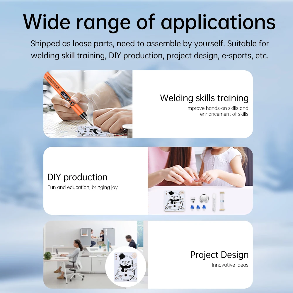 Muñeco de nieve LED con temática de hielo y nieve, aprendizaje electrónico para principiantes, kit de soldadura divertido, kit de bricolaje, módulo de tubo emisor de luz LED, kit de muñeco de nieve DIY