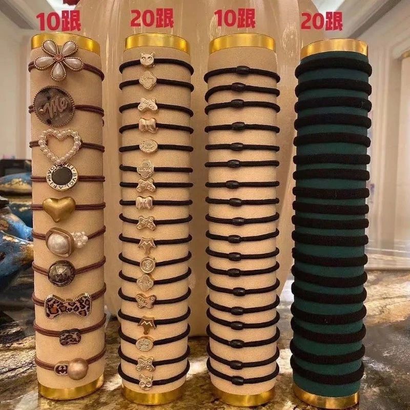 60 PCS Simples Cor Escura Cabelo Tie Alta Elasticidade Couro Banda Cabelo Headband Acessório Do Cabelo Ternos Sobriedade