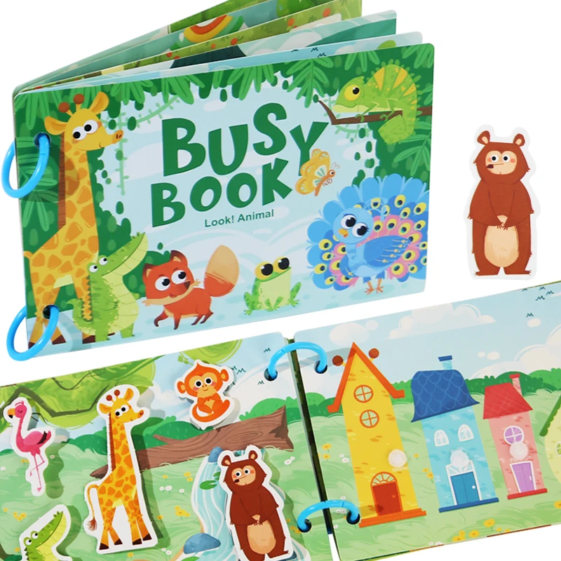 Libro di adesivi Montessori per bambini occupati 'Il mio primo libro silenzioso' Giocattolo educativo per l'apprendimento precoce per bambini Gioco di abbinamento per neonati