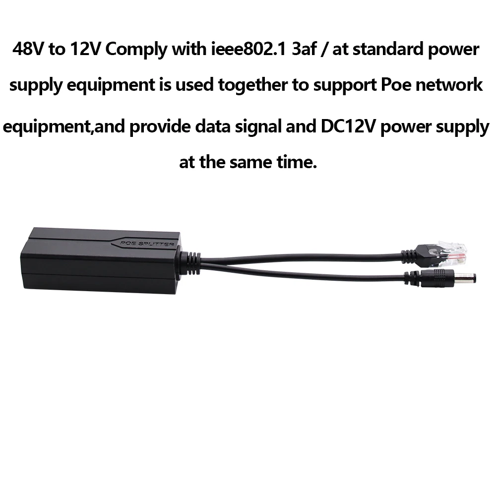 Разветвитель POE от 24 В/48 В до 12 В/5 В IEEE 802.3af Выходная мощность через Ethernet-сплиттер Адаптер Система безопасности (Plug and Play)