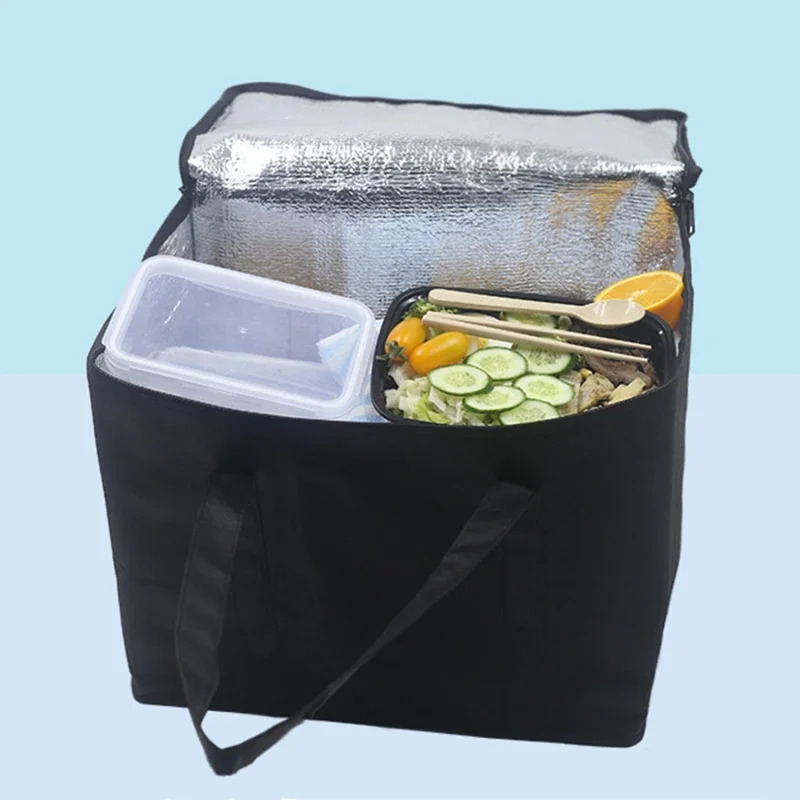 Saco térmico isolado à prova d'água – Saco térmico dobrável para piquenique para entrega de alimentos e bebidas, lancheira à prova de vazamentos com bloco de gelo