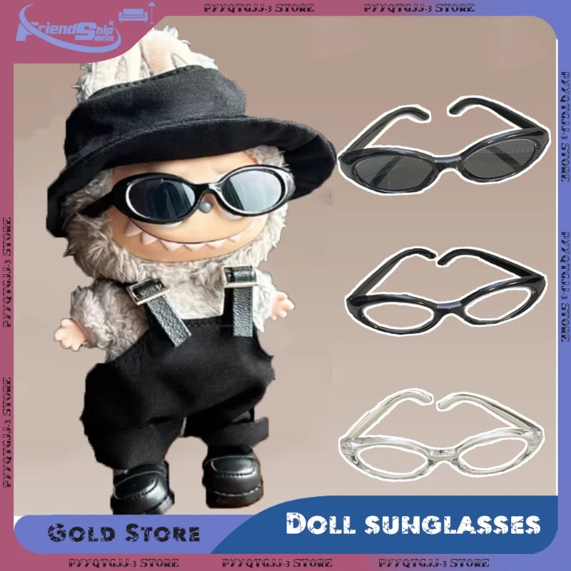 Alleen accessoires 6,5 cm ovale zonnebril Mode transparante plastic bril voor Labubu MSD SD pluche pop zonnebril