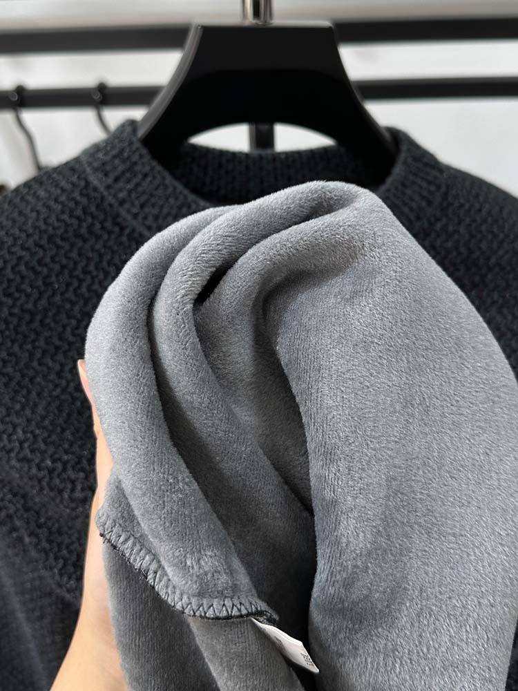 Diseñador de gama alta 2024 nuevo Otoño Invierno suéter bordado para hombres engrosamiento moda cuello redondo felpa terciopelo prendas de punto Jersey