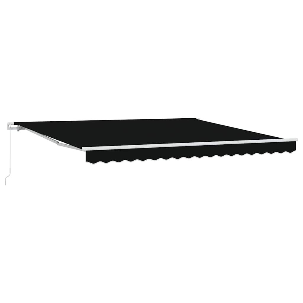 Toldo retráctil negro impermeable 400x350cm poliéster exterior sombrilla dosel jardín sombra refugio