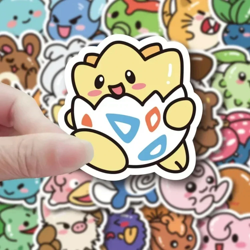 50 pçs anime pokemon kawaii adesivos dos desenhos animados pikachu decalques diy para portátil bagagem skate telefone brinquedo do miúdo presente adesivos