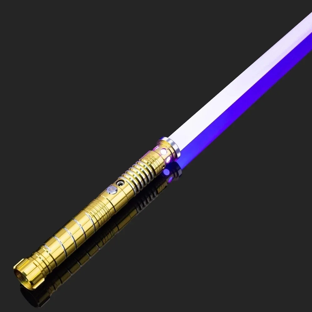 Sable de luz led com alça de alumínio, metal, rgb, 16 cores, alça de metal variável, com efeito de som, fx duelo, sabre de luz
