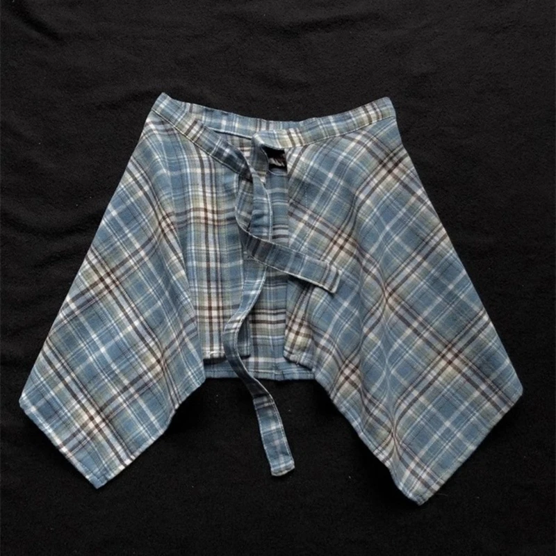 Falda envolvente de línea A en capas Unisex, baile callejero de hip hop, bufanda a cuadros para la cadera, sobrefalda asimétrica, extensor de camisa