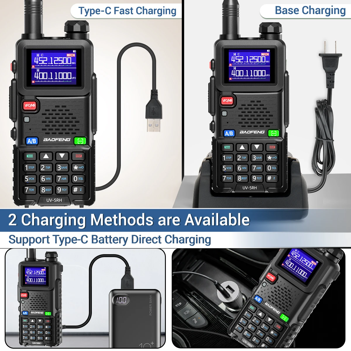 Baofeng UV 5RH 10W Air Band Walkie Talkie Long Range Wireless Kopierfrequenz Zwei-Wege-Amateurfunk Typ-C Baofeng UV 5R Transceiver