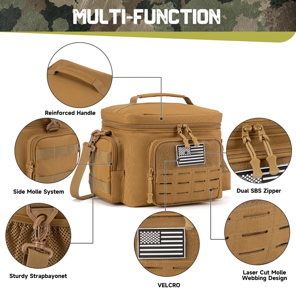 Taktische Lunchtasche für Herren, Outdoor, robuste Lunchbox, Arbeit, auslaufsicher, isoliert, langlebig, Thermo-Kühltasche, Mahlzeit, Camping, Picknick