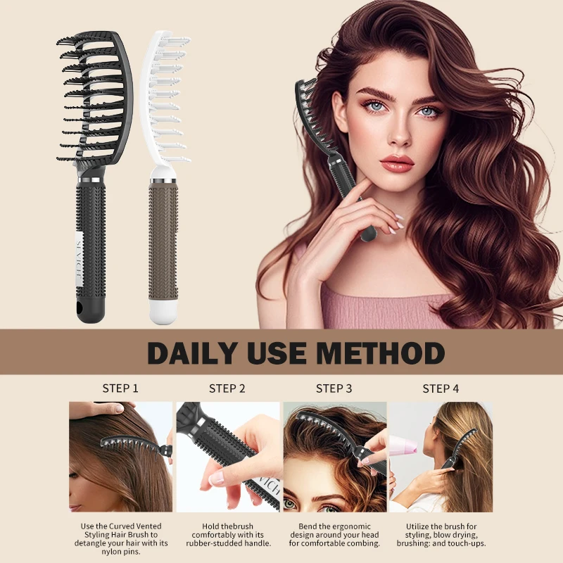 1Pcs Elastic Massage Comb Hollow Out Hair Brush Scalp Massage Combs Hair Styling Detangler Fast Blow Drying Detangling Tool