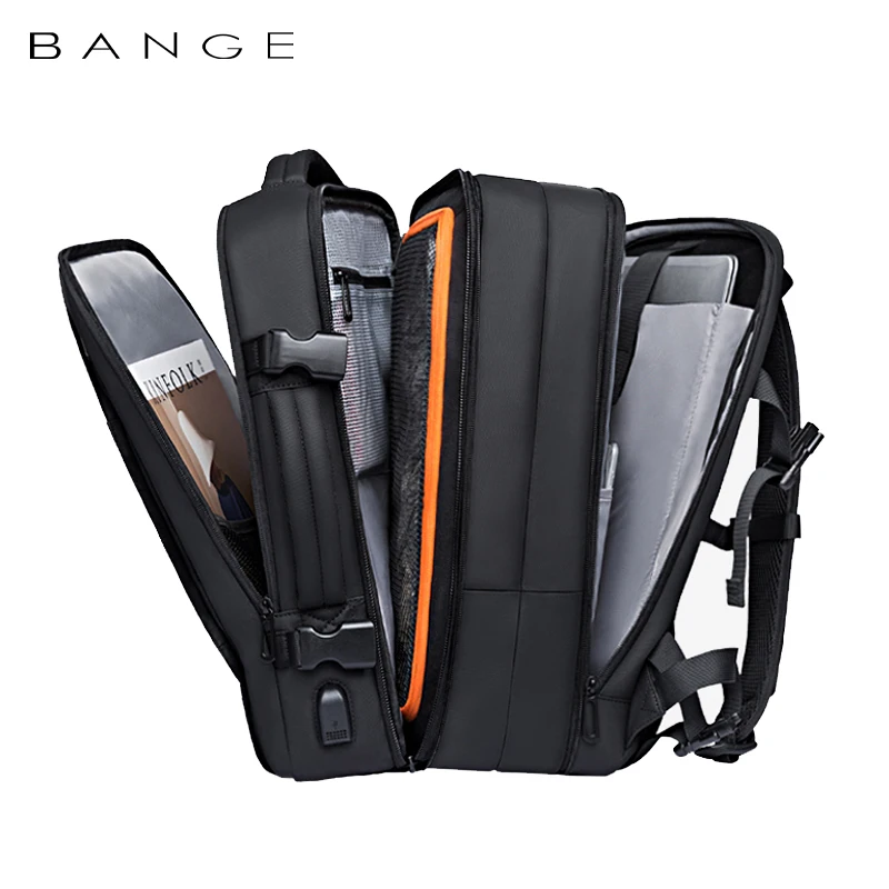 Mochila de viaje para hombre, mochila estética de negocios, bolsa USB expandible escolar, mochila de moda impermeable para ordenador portátil de gran capacidad 17,3