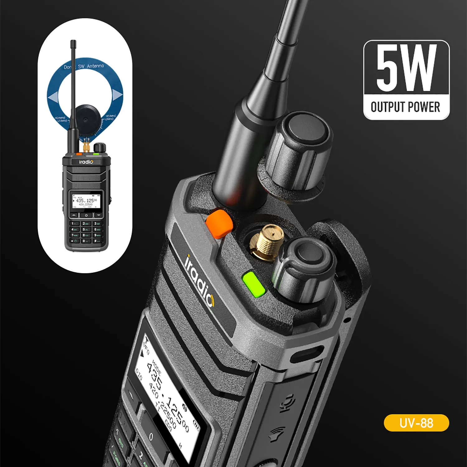 Iradio UV-88 Multi banda Ham Radio HF UHF VHF Walkie Talkie AM USB LSB CW CB LW MW SW SSB RX 1024Ch USB-C batería RT-860 variante