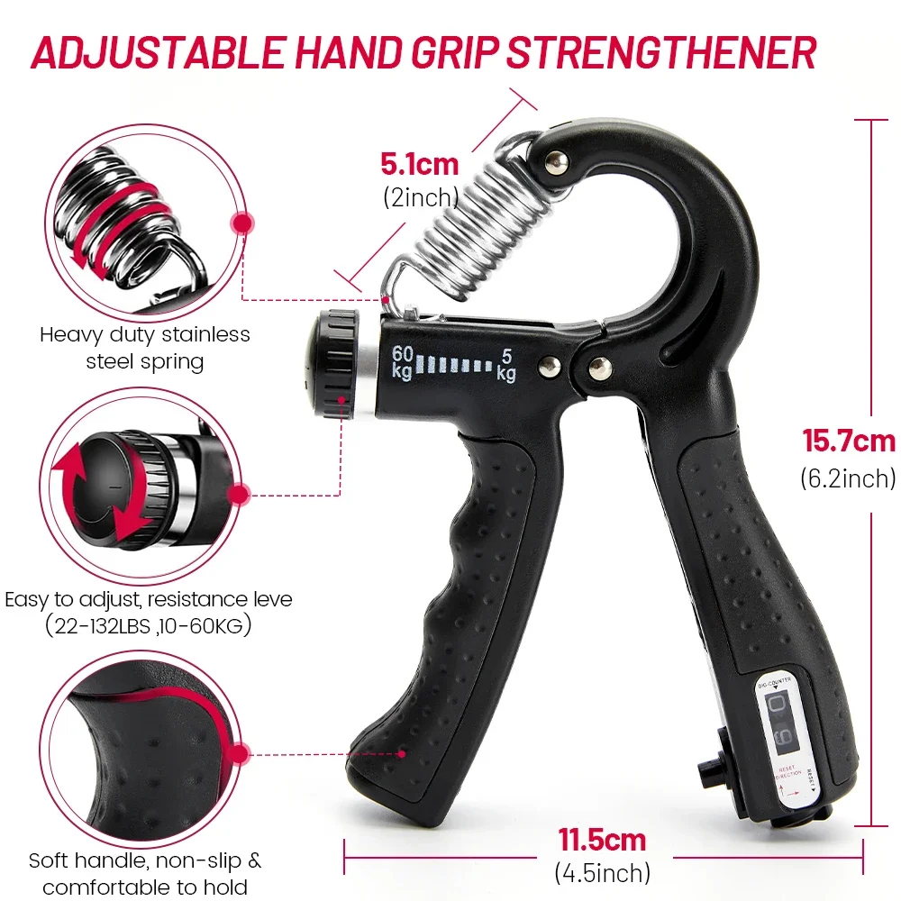 5-60Kg Heavy Hand Gripper ฟิตเนสมือ Grip การฝึกอบรมข้อมือนิ้วมือ Gripper Hand Strengthener สําหรับผู้ป่วย