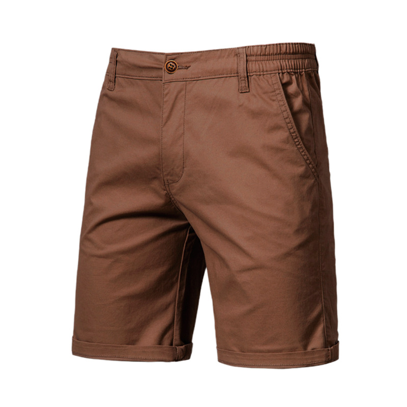 Short d'été en coton de couleur unie pour hommes, haute qualité, décontracté, Business, Social, taille élastique, demi-pantalon, short de plage