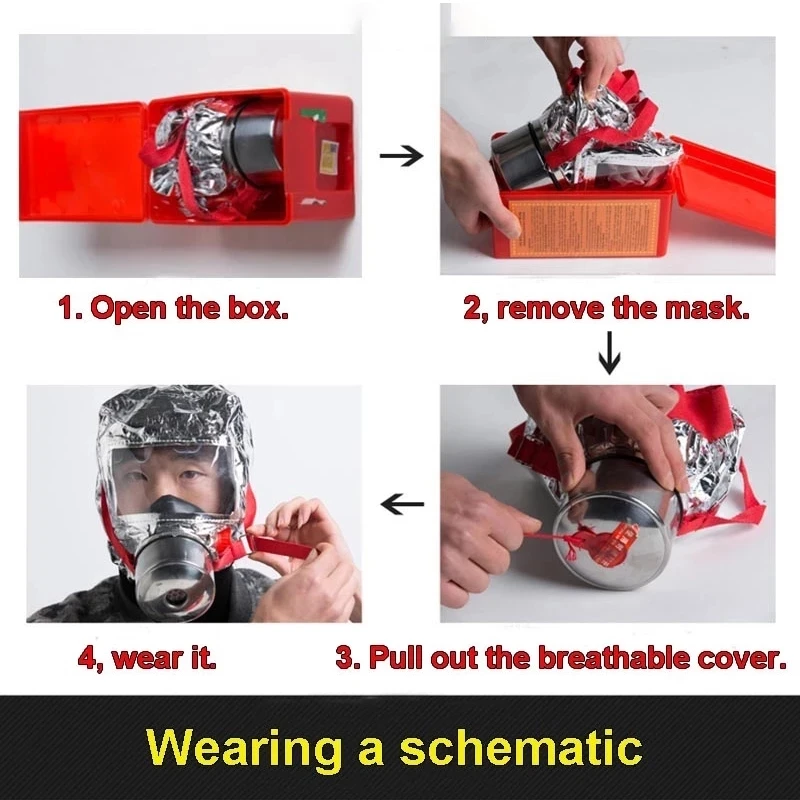 Fire Eacape Face Mask Self-rescue Respirator Gas Mask Smoke Protective Face Cover Personal Emergency Escape Hood Self-rescue