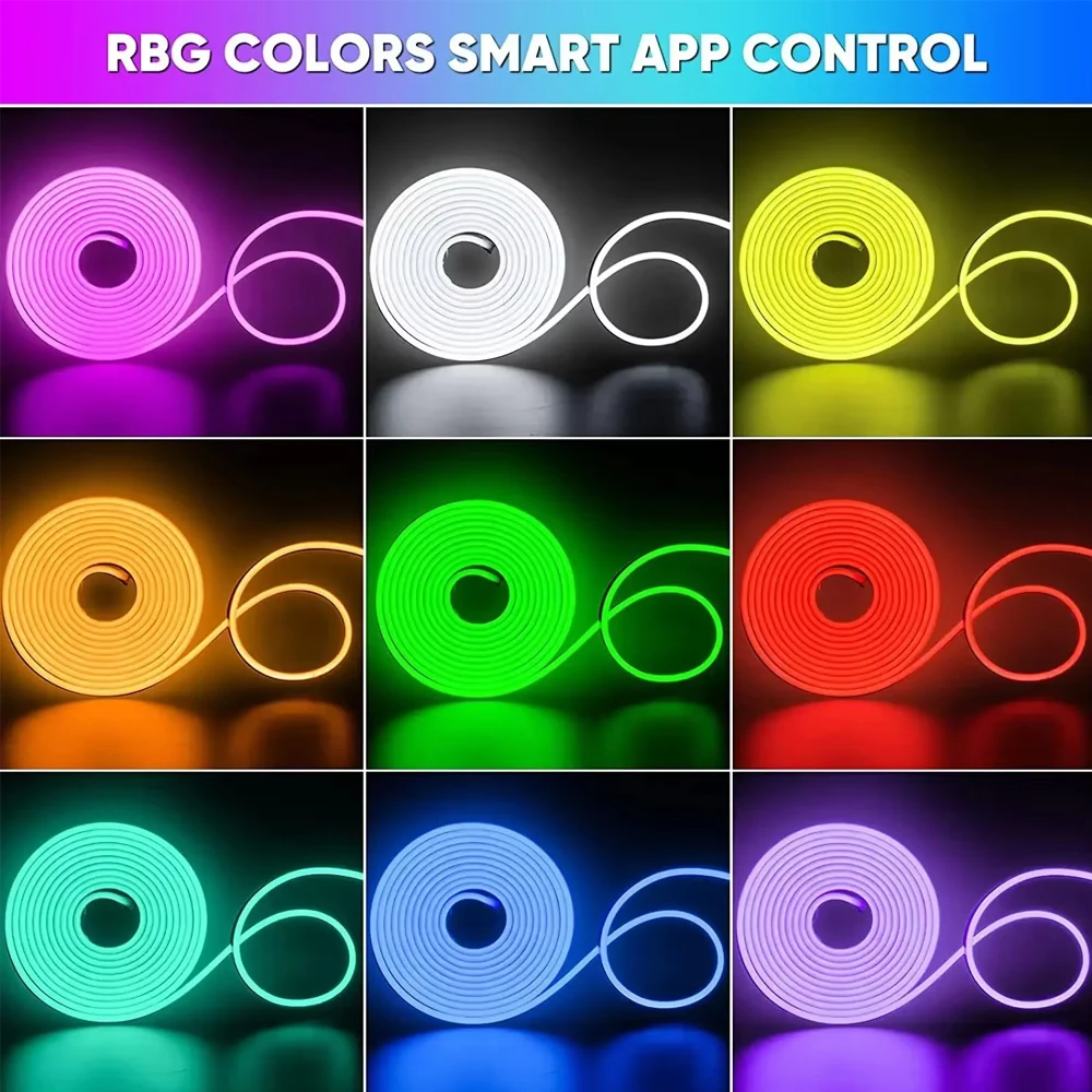 WISCOLOR Tuya Wifi Flexible LED Neon Strip Lights RGBIC Waterproof Music sync with voice control For DIY Home Decor Lighting