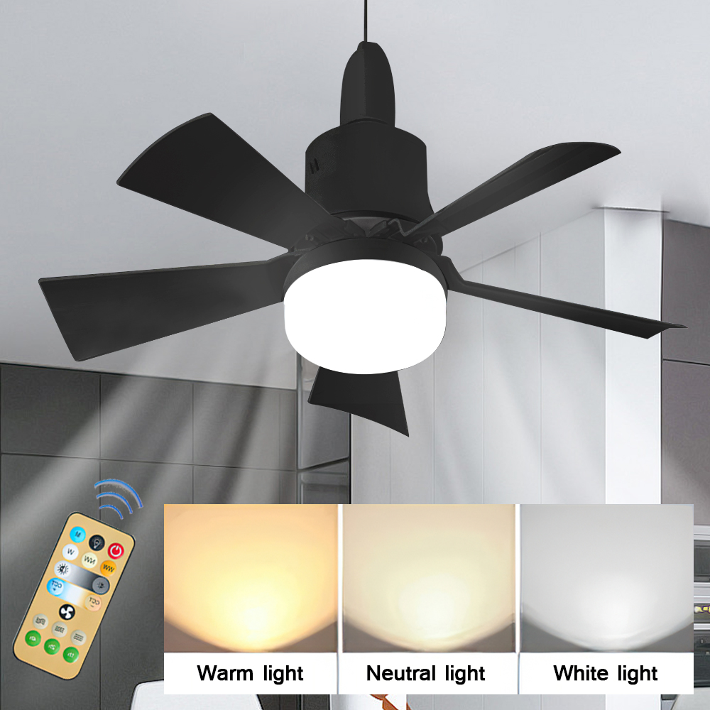 Ventilatore da soffitto a LED con lampada e telecomando Ventilatore dimmerabile a 3 velocità AC85-265V temporizzato silenzioso per soggiorno camera da letto