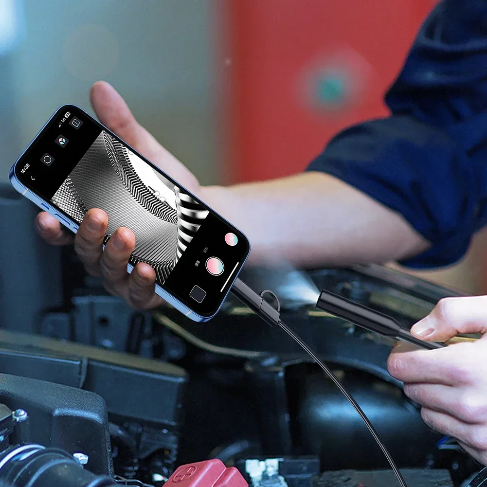 Endoscoop Camera Met Licht 1920P 8Mm Slanke Borescope Dimbare 8led Inspectie Camera Voor Iphone Android Waterdichte Slangencamera