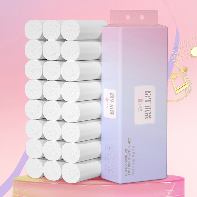 12 Rolls Toilet Paper Household Rolls Wooden Coreless Rolls Thickened Toilet Paper Hand Tissue
