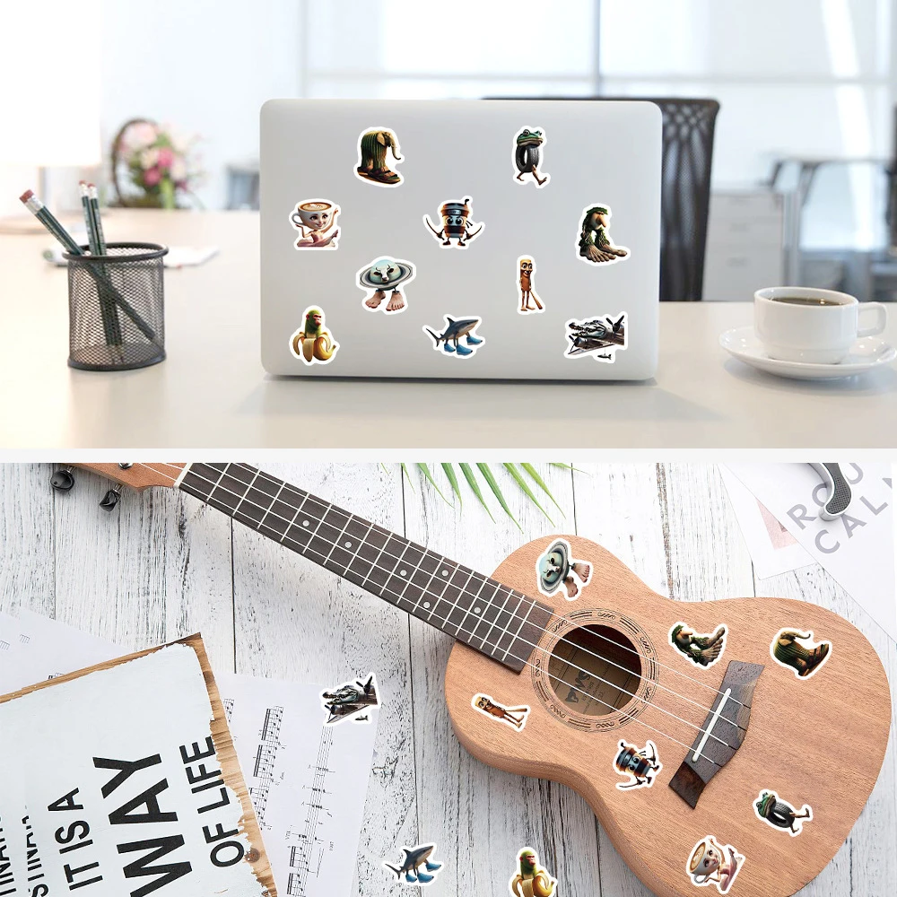 500 uds/rollo Tung Sahur Italian Brainrot AI Abstrac pegatinas de sellado DIY calcomanías para ordenador portátil decoración Stiker juguetes de regalo de recompensa