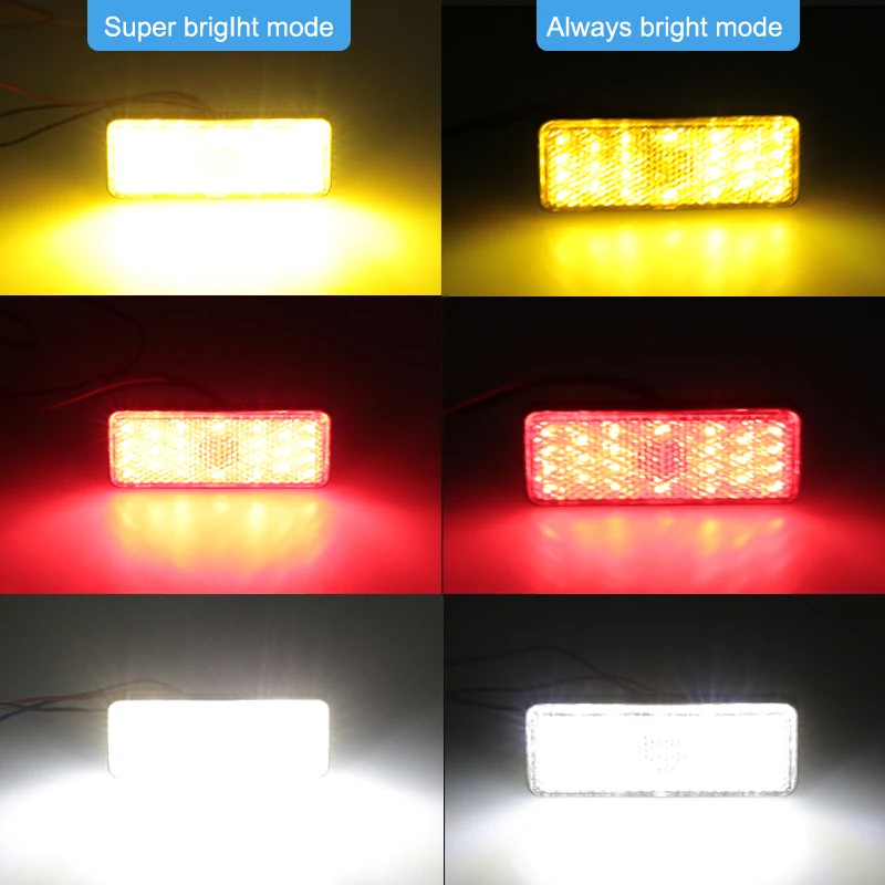 24LED Hình Chữ Nhật Xe Máy Phản Quang Đuôi Phanh LED Tín Hiệu Đèn Xe ATV LED Phản Quang Xe Tải Bên Cảnh Báo