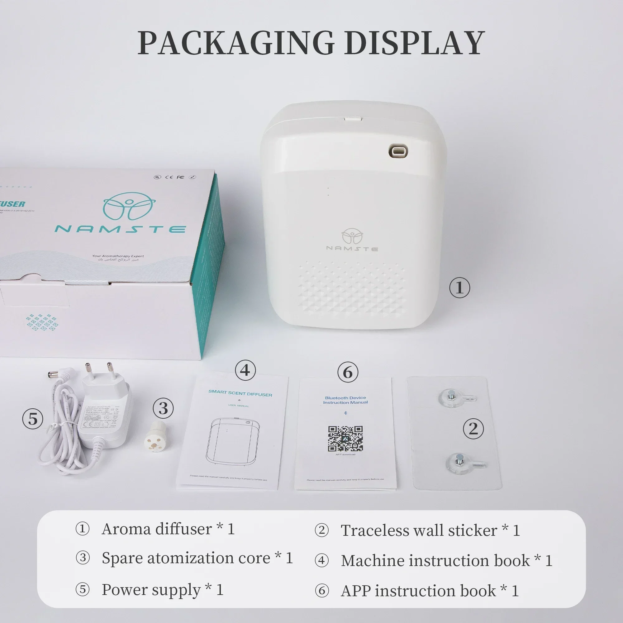 NAMSTE 1000m ³ Hương Thơm Khuếch Tán Điện Aromati Ốc Đảo 400ML Tinh Dầu Dung Lượng Hơi Điều Khiển Bluetooth Hương