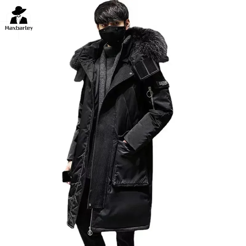 ฤดูหนาวขนาดใหญ่ผู้ชายParka Down Jacket 2024 ชายกลางความยาวหนาเป็ดสีขาวลงผู้ชายและผู้หญิงOuterwear