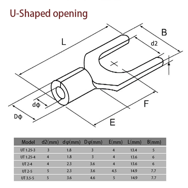 200/320Pcs 10 in 1 Terminals Non-Insulated Ring Fork U-Type Brass Terminals Assortment Kit Cable Wire Connector Crimp Spade