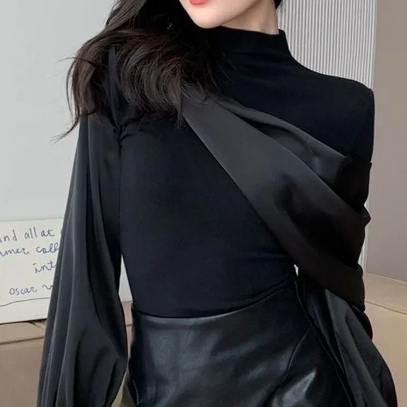 長袖シャツの女性の 2024 春と秋の新しいライト高級ファッションスプライシングデザインセンスニッチ気質多用途トップ