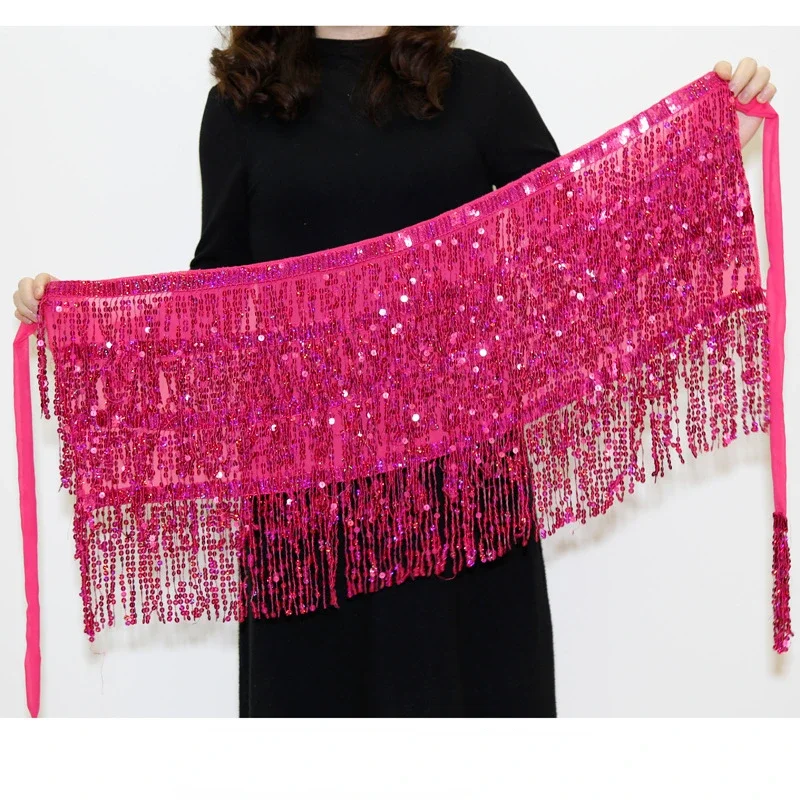 Женская мини-юбка с блестками и бахромой для танца живота