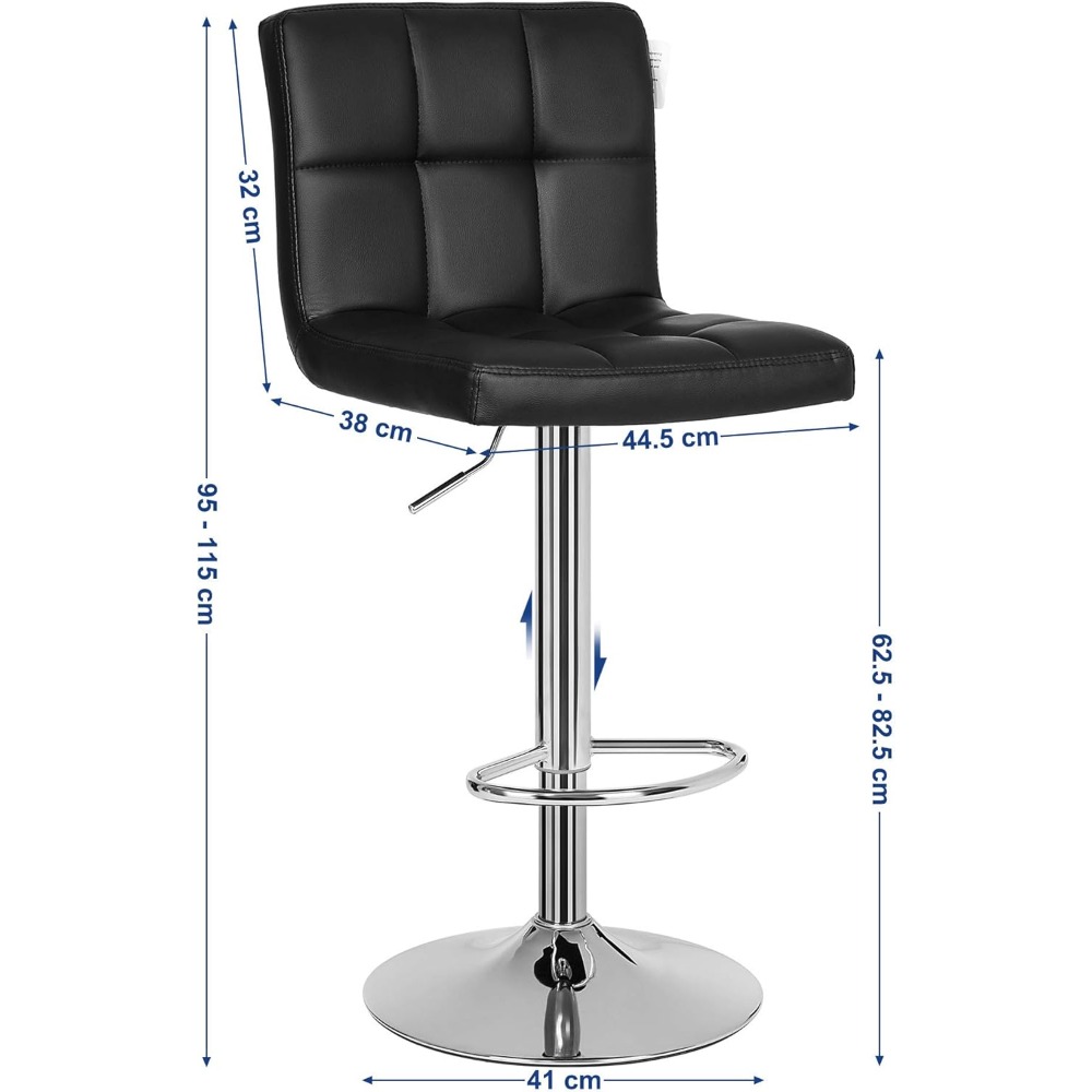 2 taburetes de bar giratorios cromados con respaldo LJB64B, taburete de bar
