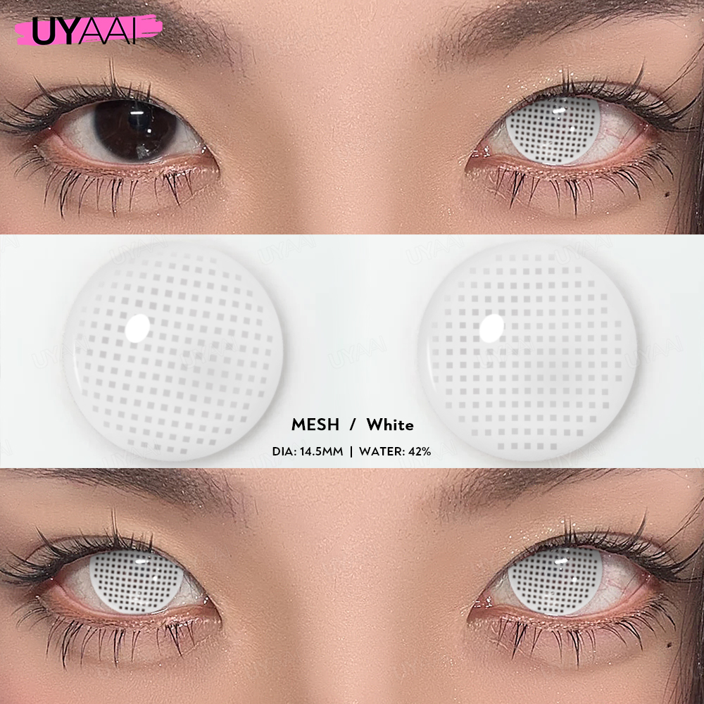 UYAAI 1 คู่คอสเพลย์ Multicontacts สําหรับตาสีขาวเลนส์อะนิเมะแวมไพร์เลนส์สีแดงเลนส์สีดําสําหรับฮาโลวีนสีม่วง Len