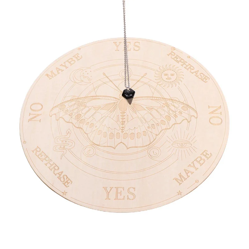 Papan Pendulum FX-Star untuk Ramalan Dowsing, Papan Pesan Metafisik dari Kayu dengan Kalung, Mudah Dipasang