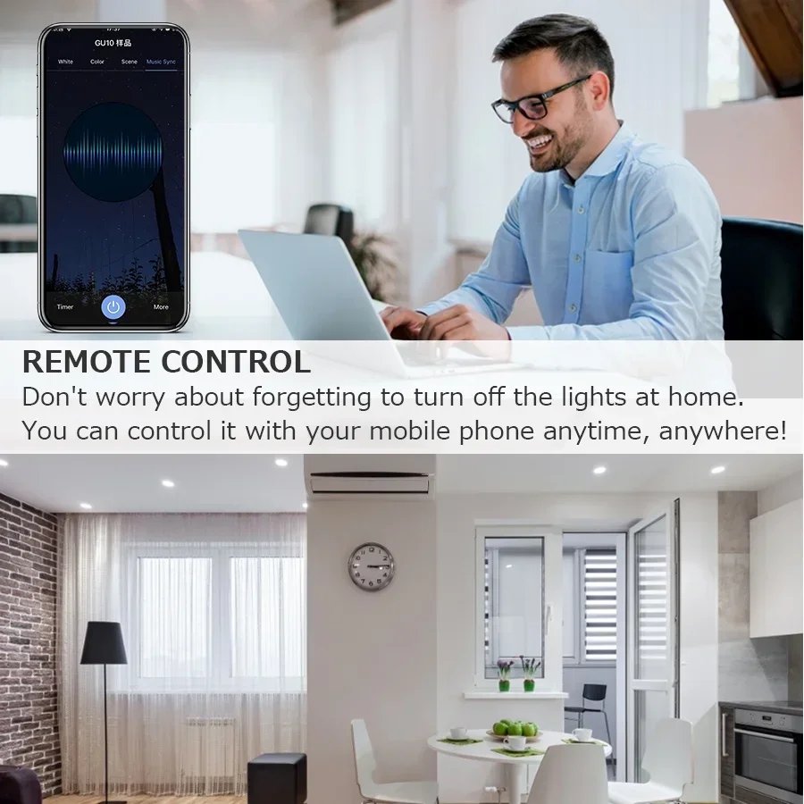Żarówka LED GU10 Tuya WiFi 110V 220V 5/7/9W RGB Ściemnialna Reflektor Inteligentne Światło APP Współpracuje z Alexa Google Home Ochrona Oczu