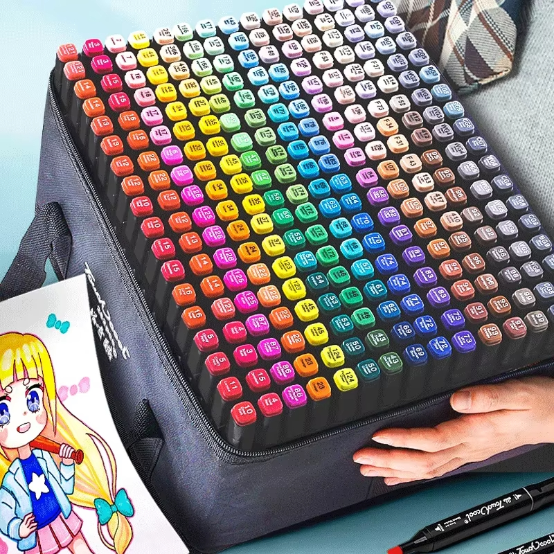 24-262 Kleuren Tweekoppige Vette Art Marker Pen Set voor Tekenen Schetsen Vette Tip Gebaseerde Markers Graffiti Manga School Art Supplies