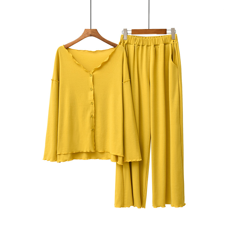 Fdfklak Nữ 2 Cái Nhà Phù Hợp Với 2022 Mới Mùa Xuân, Mùa Thu Tay Dài Pyjama Bộ Rời Mềm Cardigan Ngủ Loungewear