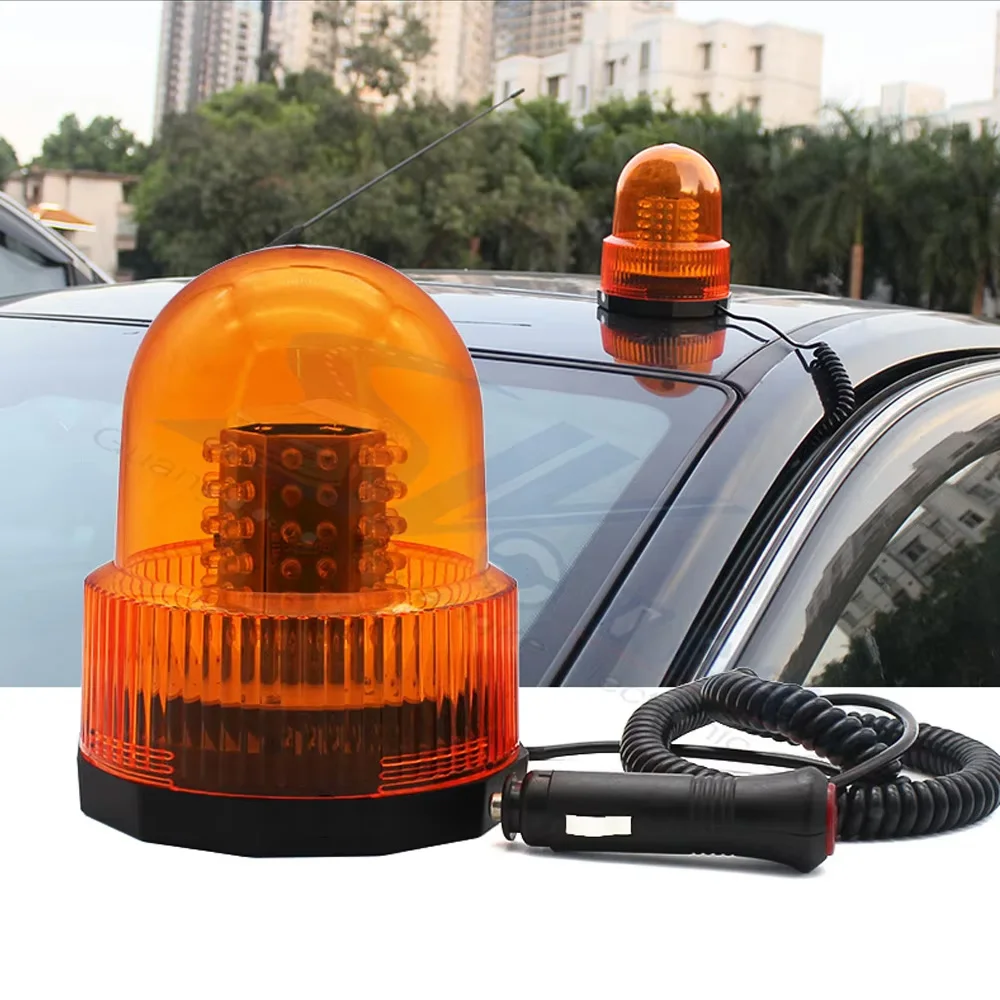 12V/24V LED หมุน Beacon Light - สีแดง/น้ําเงิน/เหลืองคําเตือนฉุกเฉิน Strobe สําหรับรถบรรทุก, รถตํารวจ