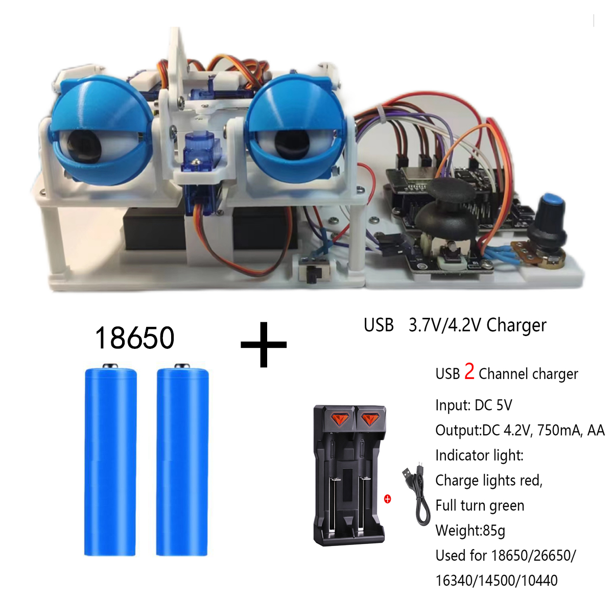 Ojo de Robot biónico ensamblado con Control de Joystic SG90 para Kit de Robot Arduino código de código de código abierto ESP32 ojos de Robot de impresión 3D programables