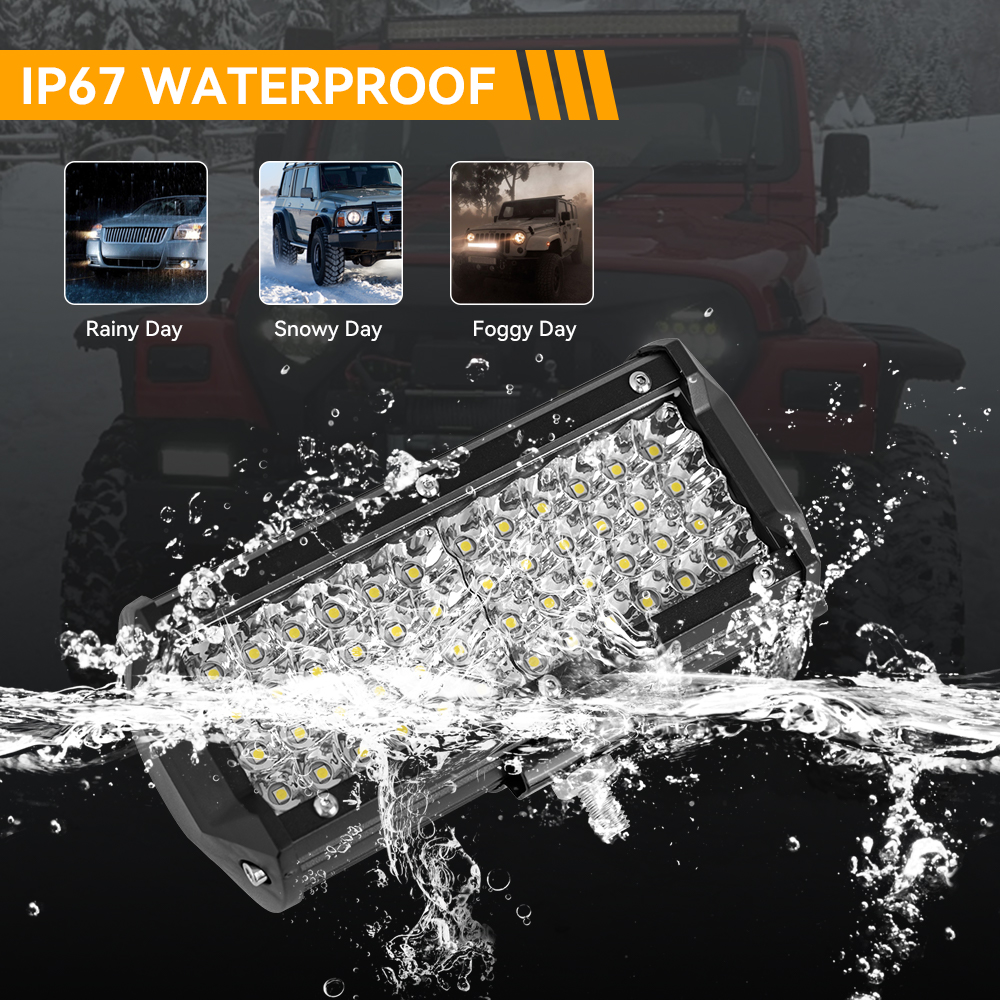 Barre lumineuse de 7 pouces, faisceau combiné de lumière de travail à 4 rangées pour la conduite de bateau tout-terrain, voiture, tracteur, camion, 4x4 SUV 12V 24V, 1/2 pièces